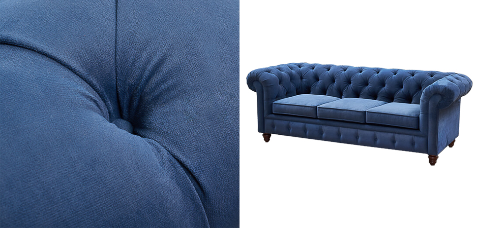 Диван Mini Kensington Sofa triple blue velor Диван Mini Kensington Sofa triple blue velor - Loft-Concept в Тюмени