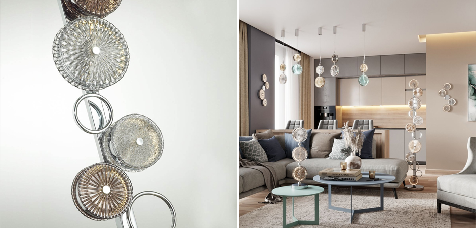 Торшер с рельефным стеклом Glass Peonies Торшер с рельефным стеклом Glass Peonies - Loft-Concept в Тюмени