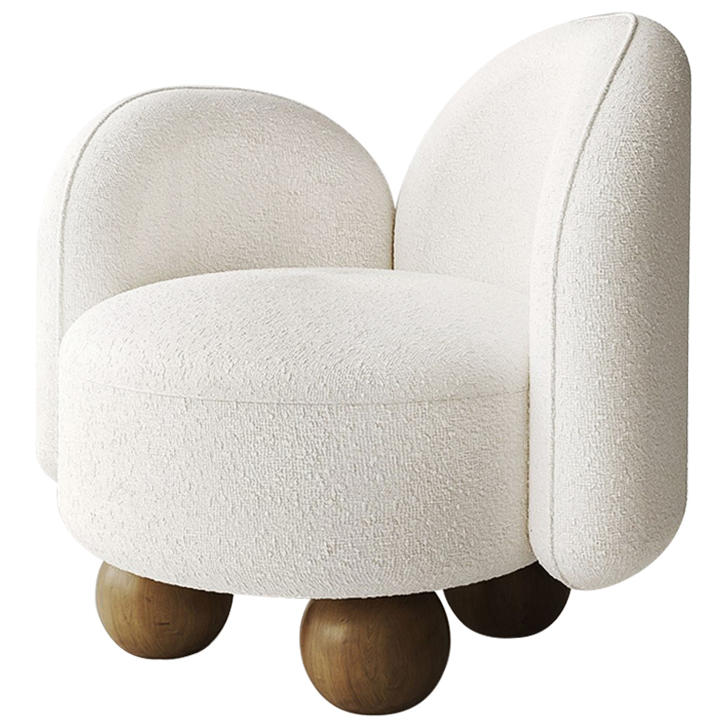 Кресло White Wooden Balls Белый Коричневый Кресло White Wooden Balls Белый Коричневый в Тюмени | Loft Concept