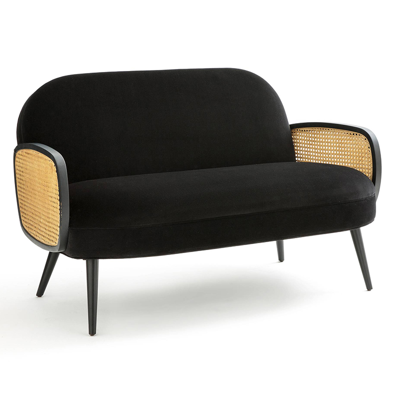 Диван Morten Wicker Black Sofa Черный Черный Диван Morten Wicker Black Sofa Черный Черный в Тюмени | Loft Concept