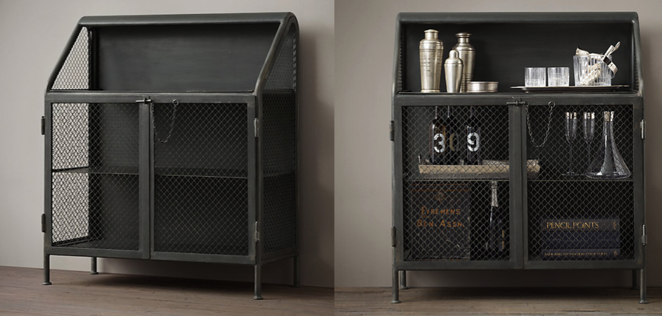Бар металлический в стиле Лофт Vintage French Factory Bar Cart Бар металлический в стиле Лофт Vintage French Factory Bar Cart - Loft-Concept в Тюмени