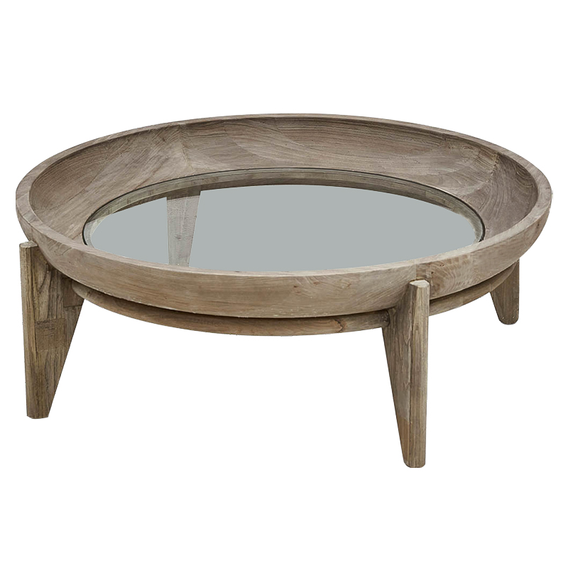 Круглый кофейный стол Imran Round Coffee Table Древесина Прозрачное Стекло Круглый кофейный стол Imran Round Coffee Table Древесина Прозрачное Стекло в Тюмени | Loft Concept