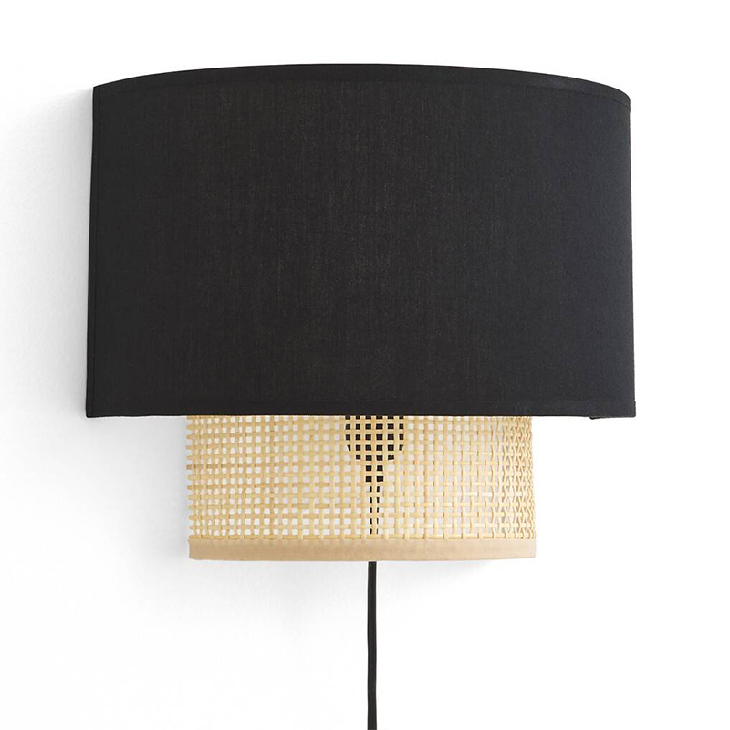 Бра Ottar Wicker Black lampshade Бежевый Черный Бра Ottar Wicker Black lampshade Бежевый Черный в Тюмени | Loft Concept