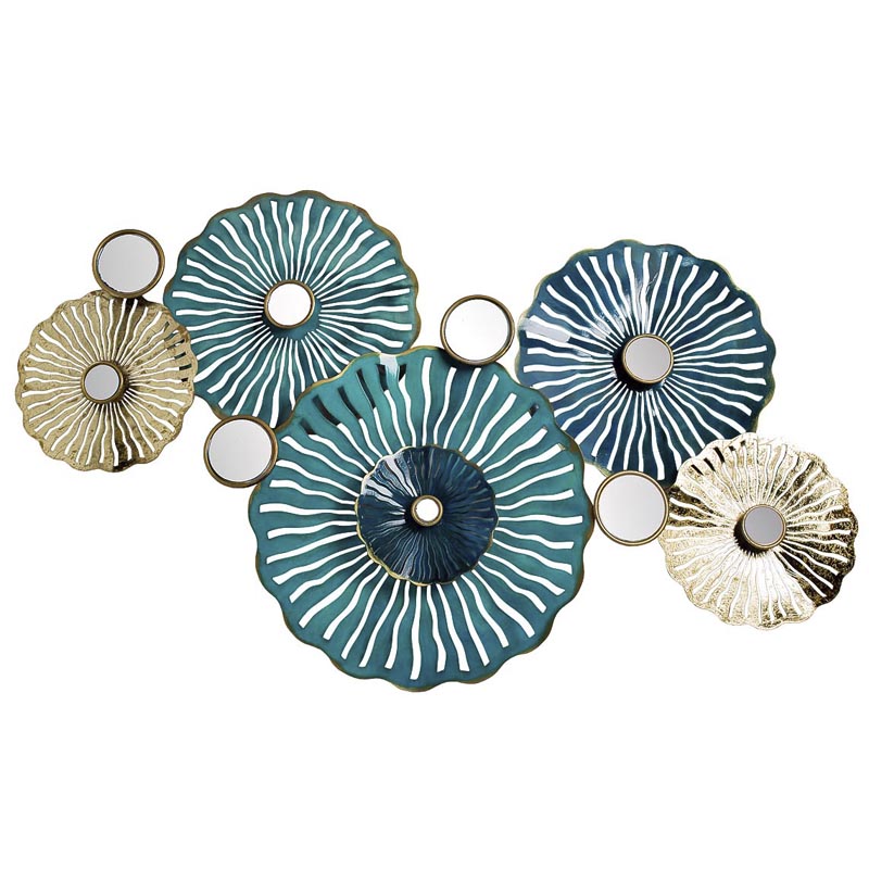 Арт-объект Flower Disk with Mirrored Middle Золотой Синий Арт-объект Flower Disk with Mirrored Middle Золотой Синий в Тюмени | Loft Concept