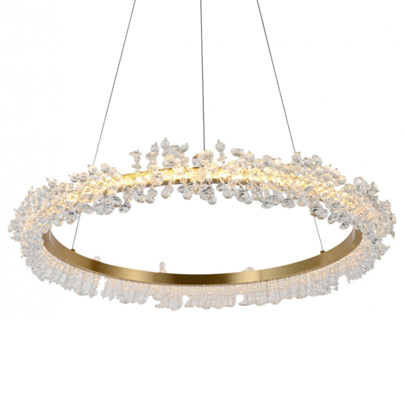 Crystal round chandelier Светильник Кольцо из Хрусталя Прозрачный Латунь Crystal round chandelier Светильник Кольцо из Хрусталя Прозрачный Латунь в Тюмени | Loft Concept