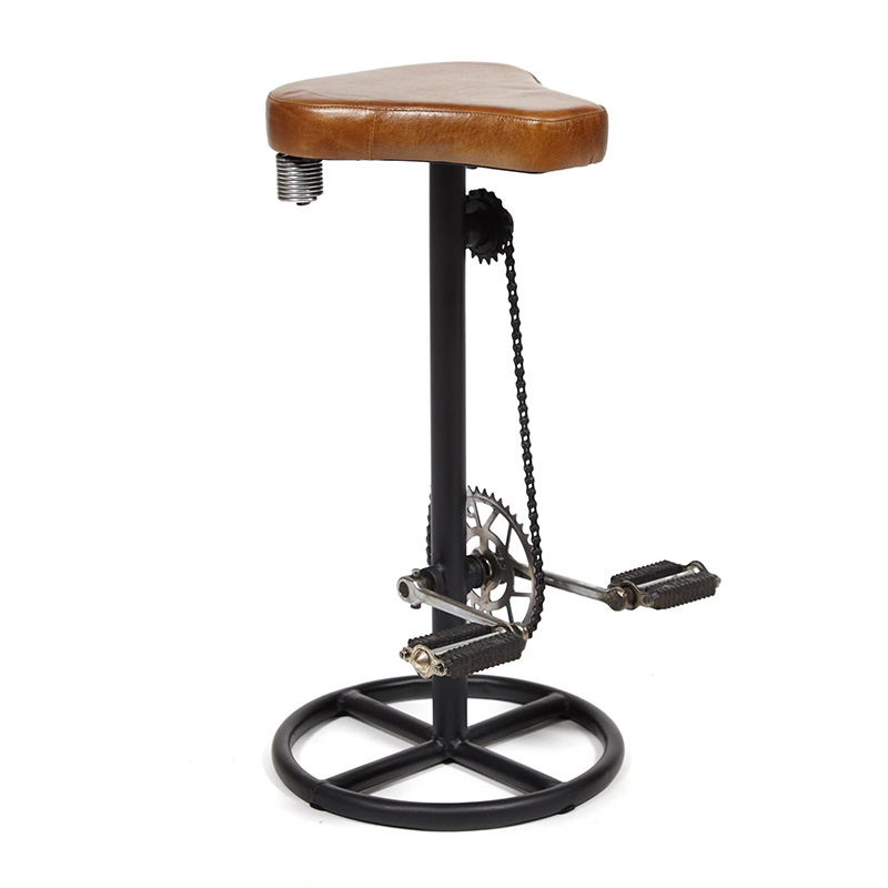 Барный стул с педалями от велосипеда Industrial leather bar stool with bicycle pedals Коричневый Черный в Тюмени | Loft Concept 