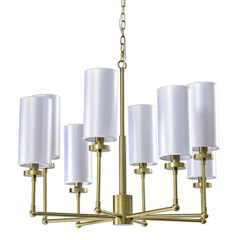 Люстра Fabric Lampshade Brass 8 Белый Матовая латунь Люстра Fabric Lampshade Brass 8 Белый Матовая латунь в Тюмени | Loft Concept