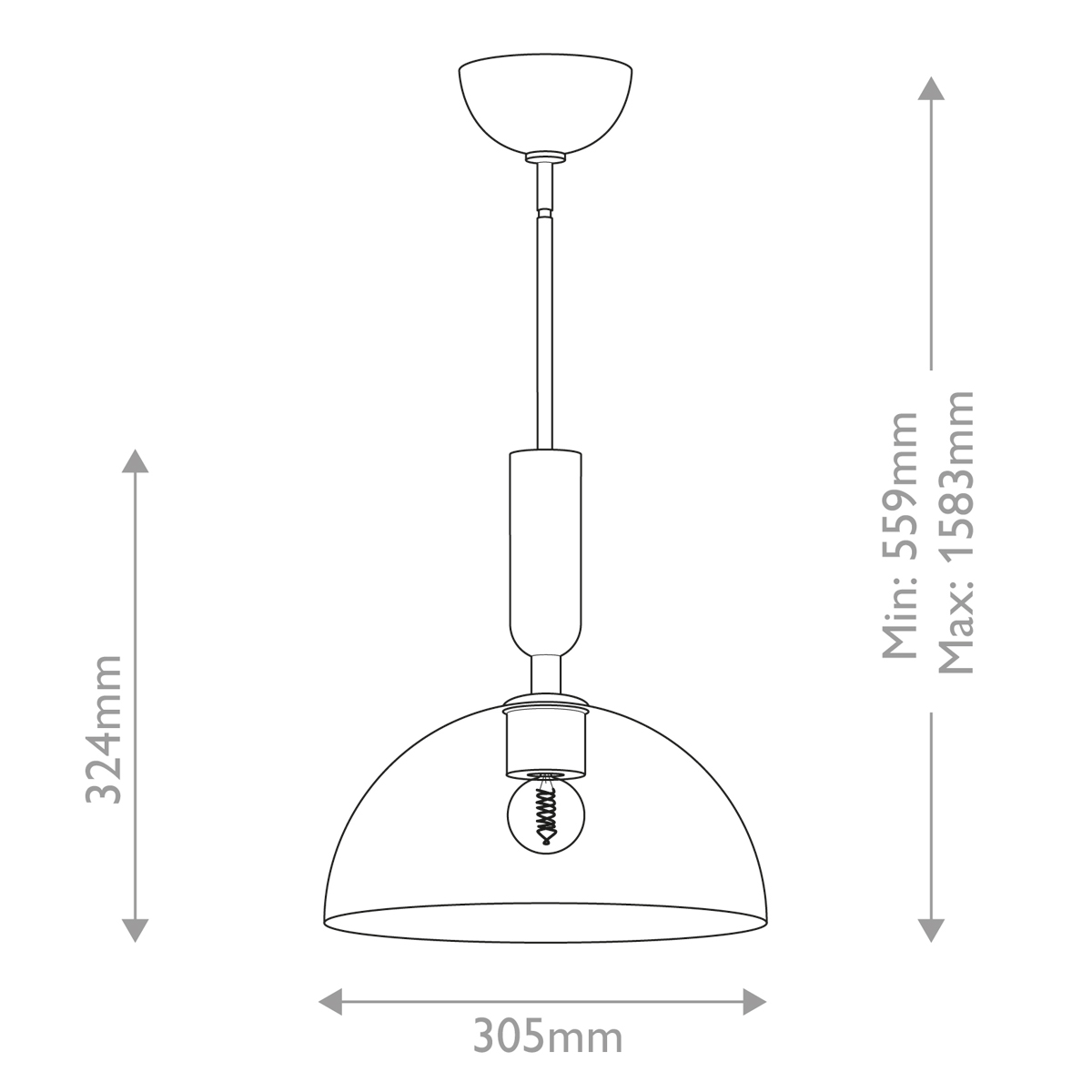 Подвесной светильник с прозрачным полусферическим стеклянным плафоном Alora Mood  в Тюмени