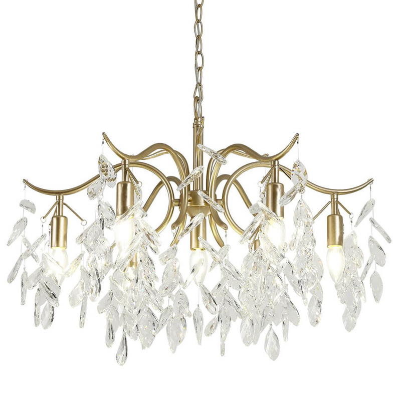 Люстра Hanging Crystal Leaves Chandelier 71 матовое золото Прозрачный (Transparent) Люстра Hanging Crystal Leaves Chandelier 71 матовое золото Прозрачный (Transparent) в Тюмени | Loft Concept
