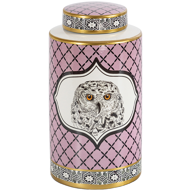 Ваза с крышкой Owl Collection Pink Vase Золотой Розовый Черно-белый Ваза с крышкой Owl Collection Pink Vase Золотой Розовый Черно-белый в Тюмени | Loft Concept