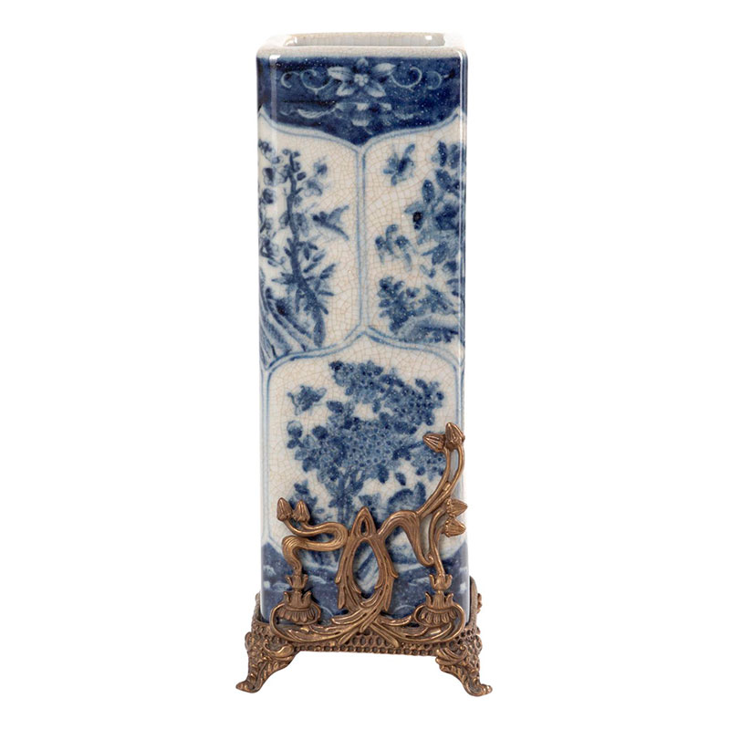 Ваза высокая с орнаментом White Ornament Vases Синий Белый Ваза высокая с орнаментом White Ornament Vases Синий Белый в Тюмени | Loft Concept