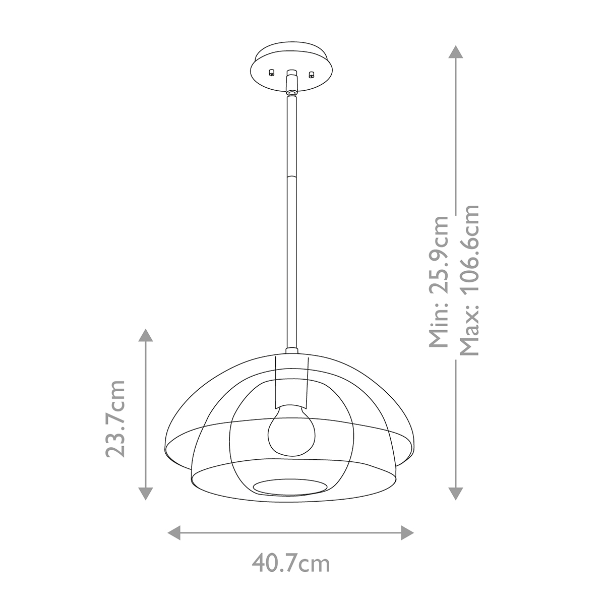 Подвесной светильник с прозрачным двойным стеклянным плафоном в форме купола и внутренней сферой Hinkley в Тюмени