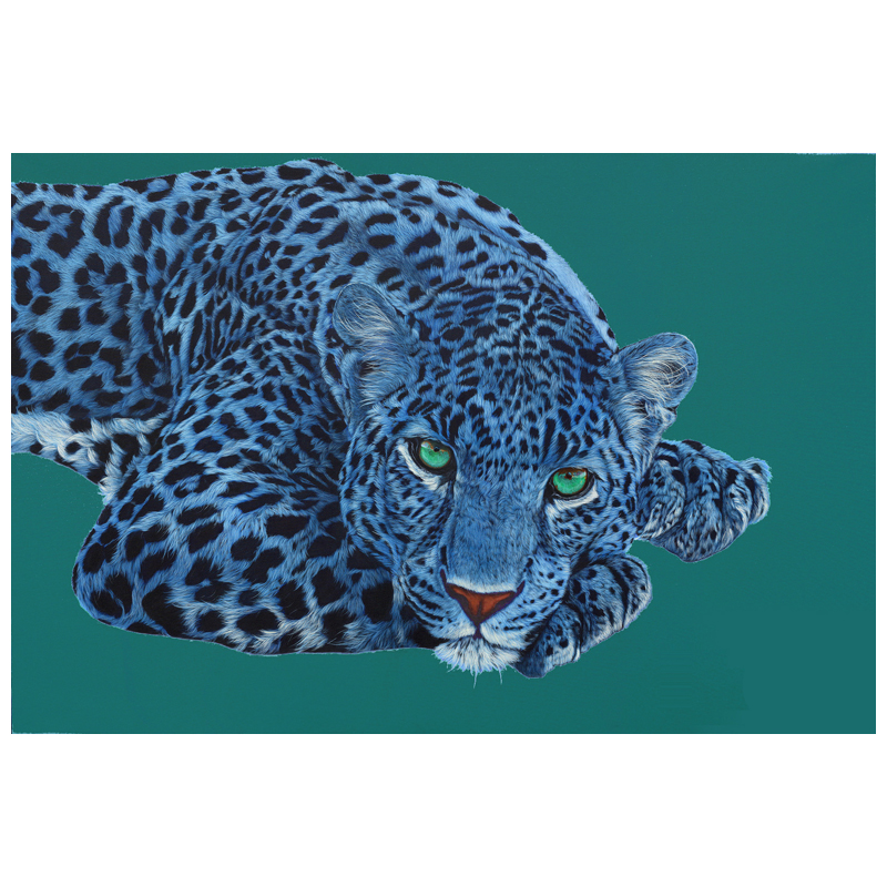 Картина Blue Leopard Белый Голубой Бирюзовый Картина Blue Leopard Белый Голубой Бирюзовый в Тюмени | Loft Concept