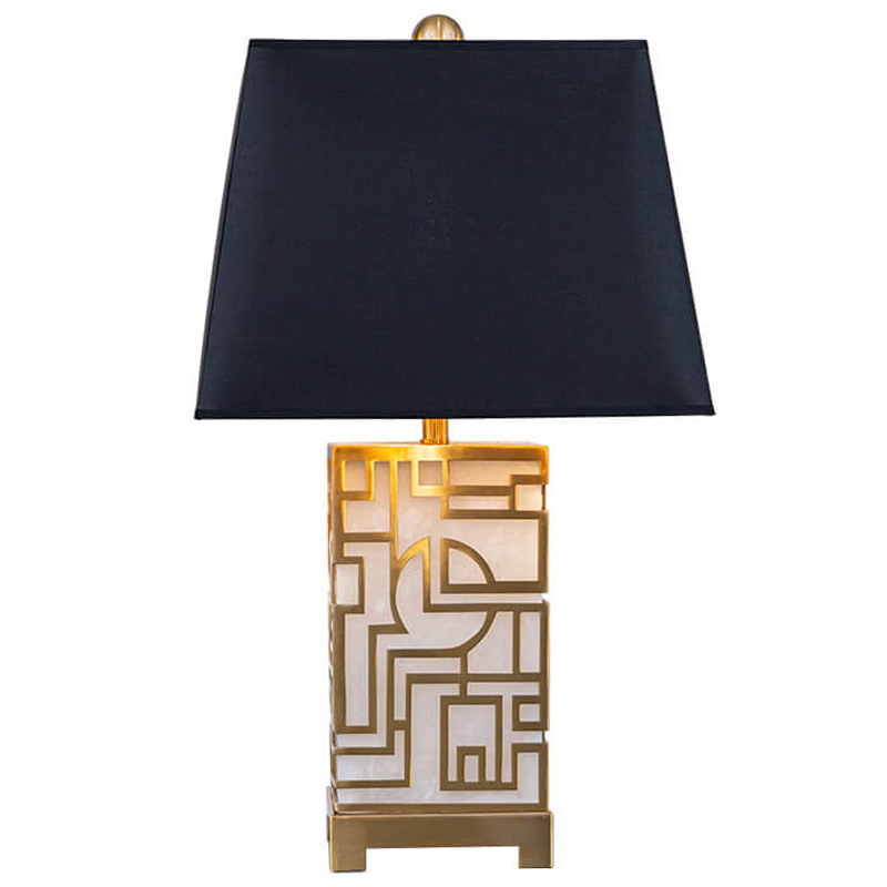 Настольная лампа с абажуром Aniqa Table Lamp Черный Золотой Белый Настольная лампа с абажуром Aniqa Table Lamp Черный Золотой Белый в Тюмени | Loft Concept