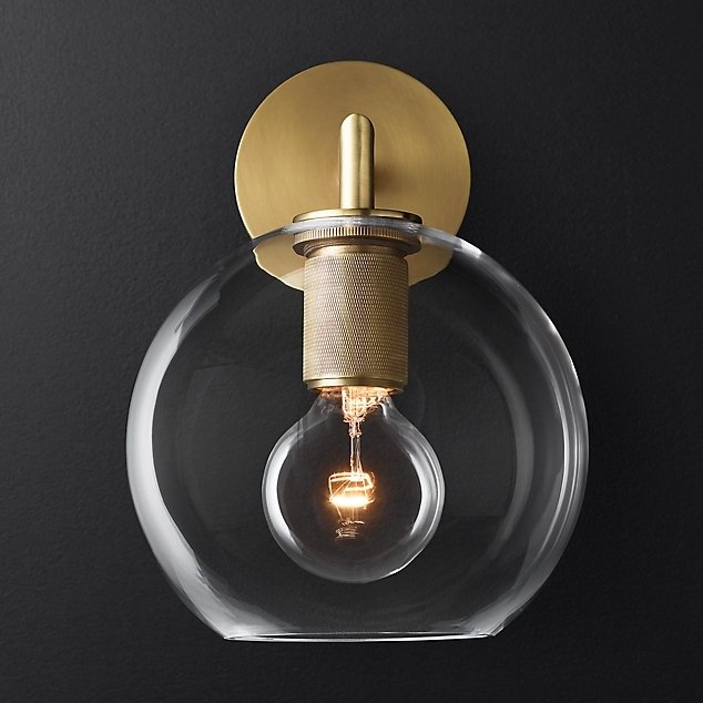 Бра RH Utilitaire Globe Shade Single Sconce Brass Латунь Прозрачное Стекло Бра RH Utilitaire Globe Shade Single Sconce Brass Латунь Прозрачное Стекло в Тюмени | Loft Concept
