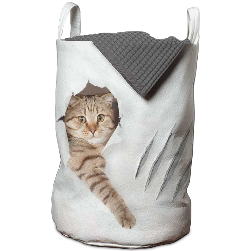 Корзина Hello Cat Basket Белый Бежево-серый Корзина Hello Cat Basket Белый Бежево-серый в Тюмени | Loft Concept
