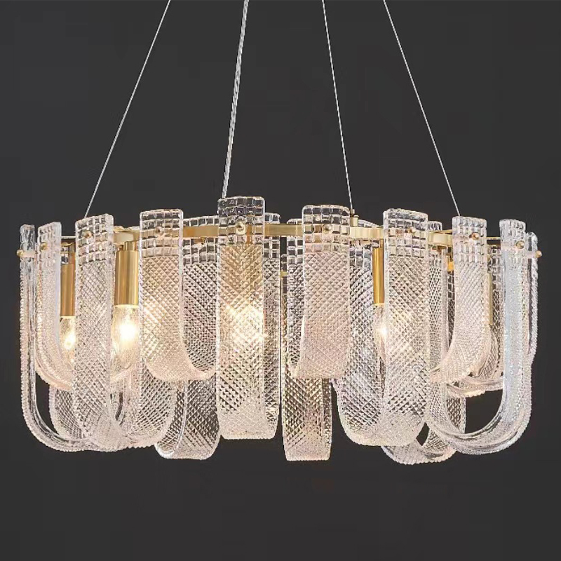 Люстра Prudence Textured Glass Chandelier Золотой Прозрачное Стекло Люстра Prudence Textured Glass Chandelier Золотой Прозрачное Стекло в Тюмени | Loft Concept