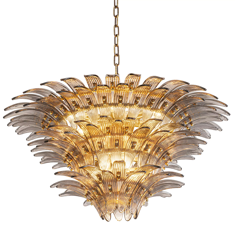 Люстра Eichholtz Chandelier Italo Латунь Стекло Смок Люстра Eichholtz Chandelier Italo Латунь Стекло Смок в Тюмени | Loft Concept