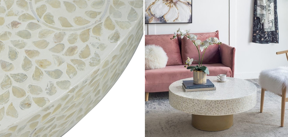 Стол Кофейный Bone Inlay с мозаичным рисунком из раковин устриц Стол Кофейный Bone Inlay с мозаичным рисунком из раковин устриц - Loft-Concept в Тюмени