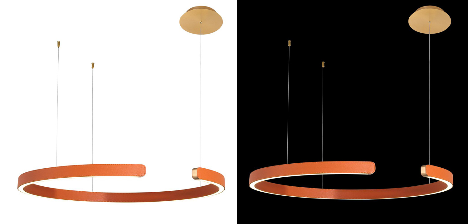 Подвесной светильник Half Ring orange leather - фото №1