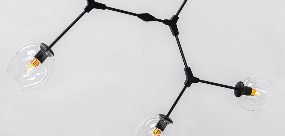 Люстра Сrumpled Glass Bubble Chandelier Black 6 плафонов Люстра Сrumpled Glass Bubble Chandelier Black 6 плафонов - Loft-Concept в Тюмени