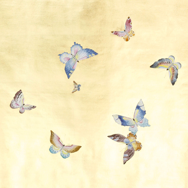 Обои ручная роспись Butterflies Special Colourway on Deep Rich Gold gilded paper Обои ручная роспись Butterflies Special Colourway on Deep Rich Gold gilded paper в Тюмени | Loft Concept
