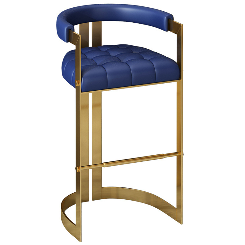 Стул барный Jonah Bar Stool Экокожа Металл Золотой Синий Стул барный Jonah Bar Stool Экокожа Металл Золотой Синий в Тюмени | Loft Concept