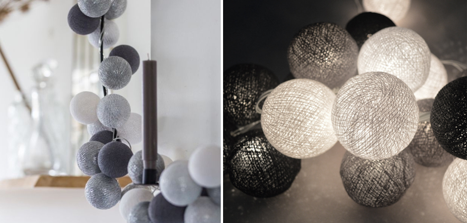 Гирлянда хлопковые фонарики Сotton Ball Silver Mix - Loft-Concept в Тюмени