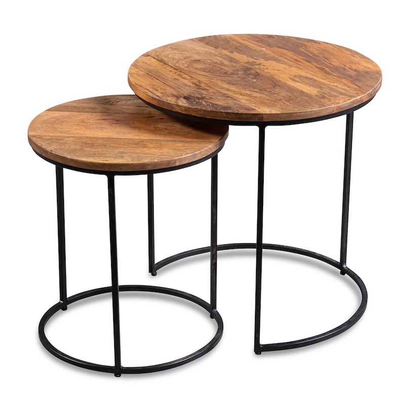Комплект приставных столов Stafford Table lighter Черный Коричневый Комплект приставных столов Stafford Table lighter Черный Коричневый в Тюмени | Loft Concept