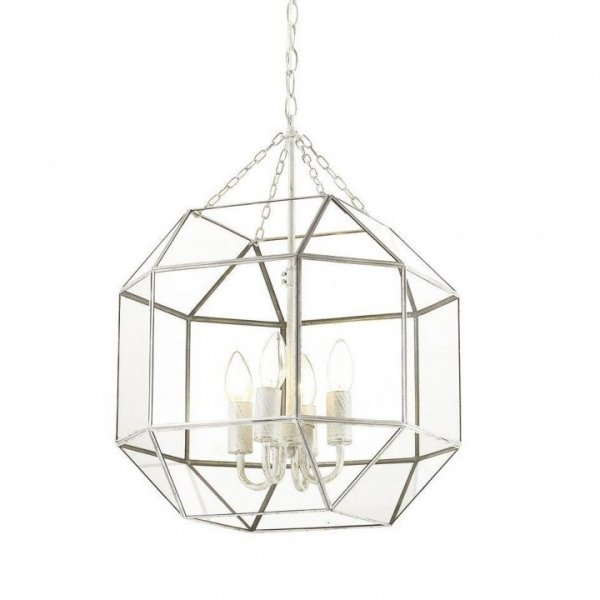 Подвесной светильник Glass & Metal Cage Pendant White 4 Белый Подвесной светильник Glass & Metal Cage Pendant White 4 Белый в Тюмени | Loft Concept