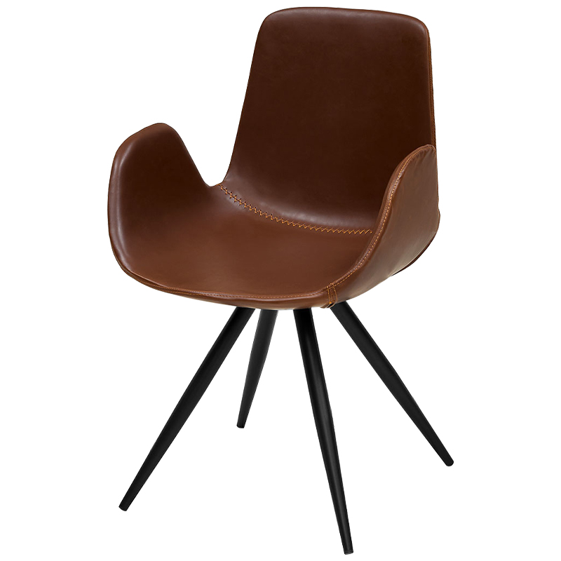 Стул коричневый с обивкой из эко-кожи Leigh Chair Коричневый Черный Стул коричневый с обивкой из эко-кожи Leigh Chair Коричневый Черный в Тюмени | Loft Concept