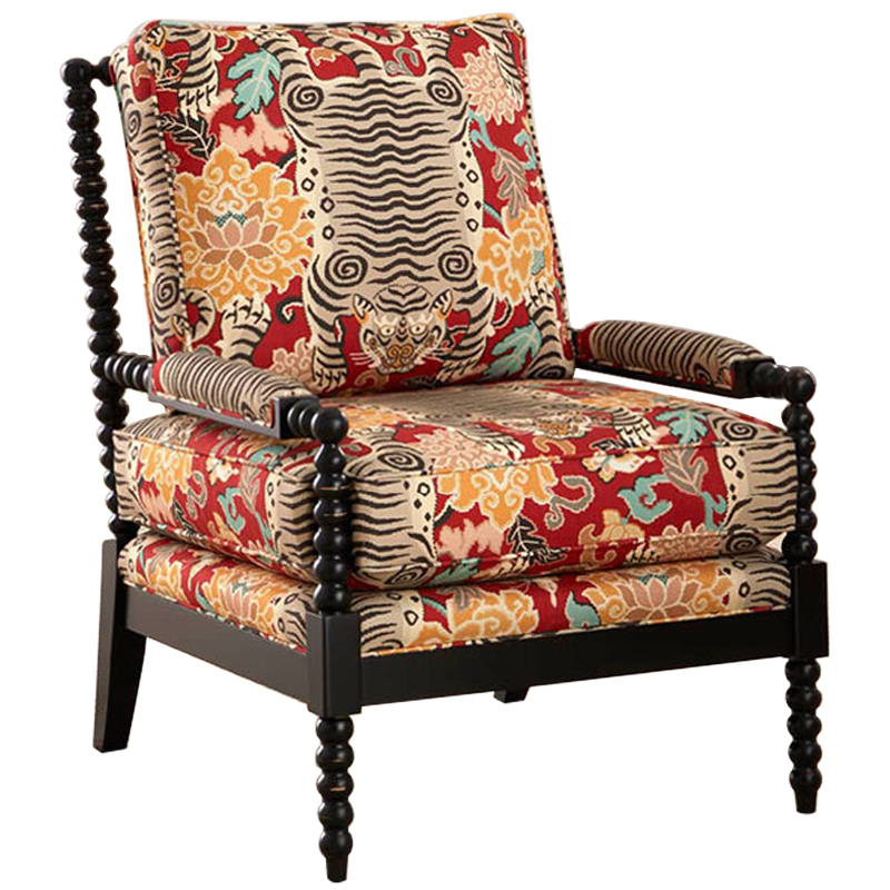Кресло Tibetan Tiger Armchair Красный Бежевый Бирюзовый Черный Кресло Tibetan Tiger Armchair Красный Бежевый Бирюзовый Черный в Тюмени | Loft Concept