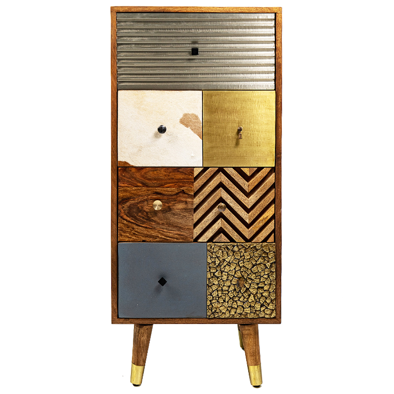 Высокий комод Handmade Wooden Furniture Коричневый Серебряный Золотой Синий Высокий комод Handmade Wooden Furniture Коричневый Серебряный Золотой Синий в Тюмени | Loft Concept