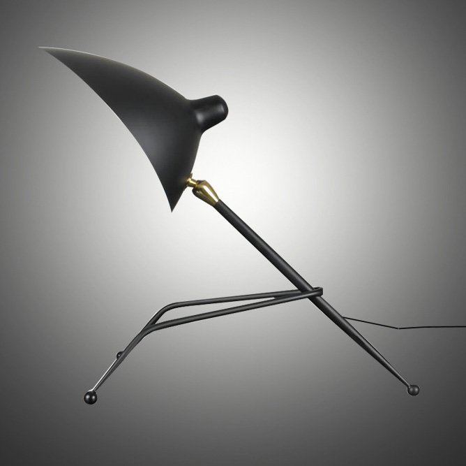 Настольная лампа Serge Mouille Tripod Desk Lamp Черный Настольная лампа Serge Mouille Tripod Desk Lamp Черный в Тюмени | Loft Concept