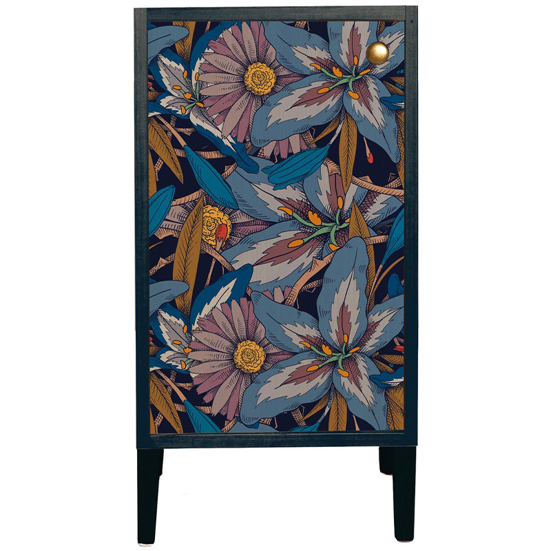 Шкаф с цветочным изображением Blue Floral Print Cabinet Синий Мульти Шкаф с цветочным изображением Blue Floral Print Cabinet Синий Мульти в Тюмени | Loft Concept