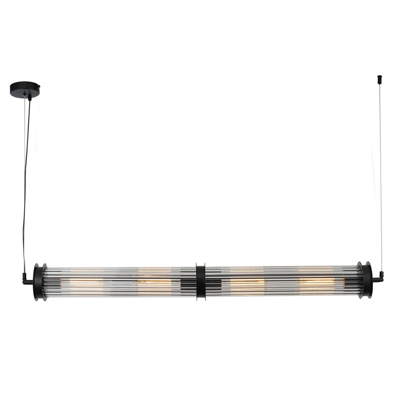Люстра с рифленым плафоном Glass Tube Black Черный Прозрачный Люстра с рифленым плафоном Glass Tube Black Черный Прозрачный в Тюмени | Loft Concept
