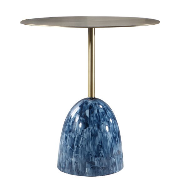 Приставной стол Blue Stains Table Латунь Синий Приставной стол Blue Stains Table Латунь Синий в Тюмени | Loft Concept