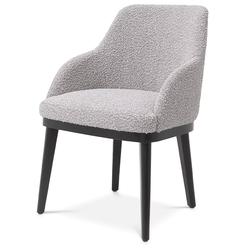 Стул Eichholtz Dining Chair Costa Boucle Grey Серый Черный Стул Eichholtz Dining Chair Costa Boucle Grey Серый Черный в Тюмени | Loft Concept
