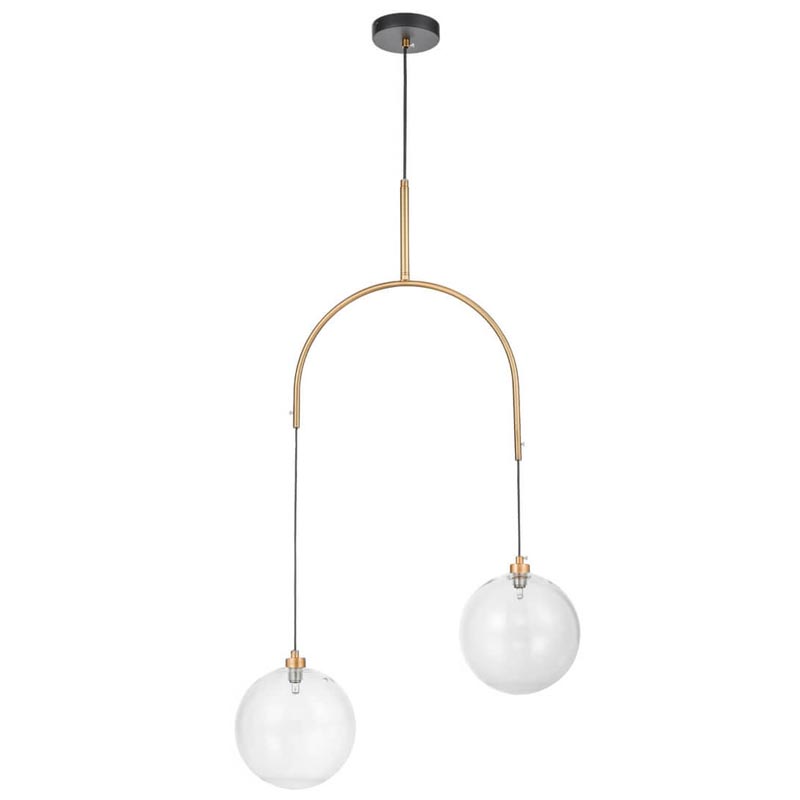 Люстра Two Hanging Ball Chandelier Золотой Прозрачный Черный в Тюмени | Loft Concept 