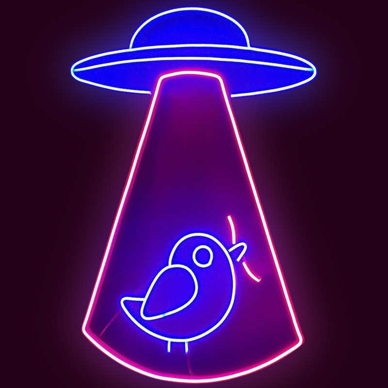 Неоновая настенная лампа UFO and Bird Neon Wall Lamp Синий Лиловый Неоновая настенная лампа UFO and Bird Neon Wall Lamp Синий Лиловый в Тюмени | Loft Concept