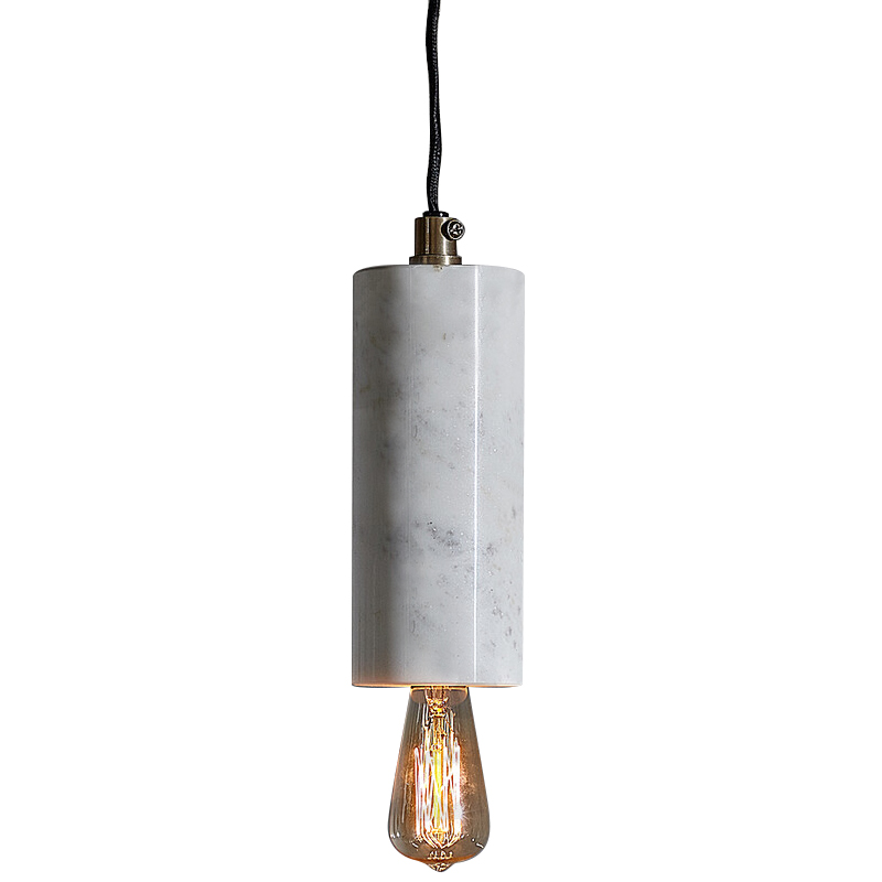 Подвесной светильник Shaw Cylinder Marble Hanging Lamp Белый Мрамор Bianco Черный Подвесной светильник Shaw Cylinder Marble Hanging Lamp Белый Мрамор Bianco Черный в Тюмени | Loft Concept