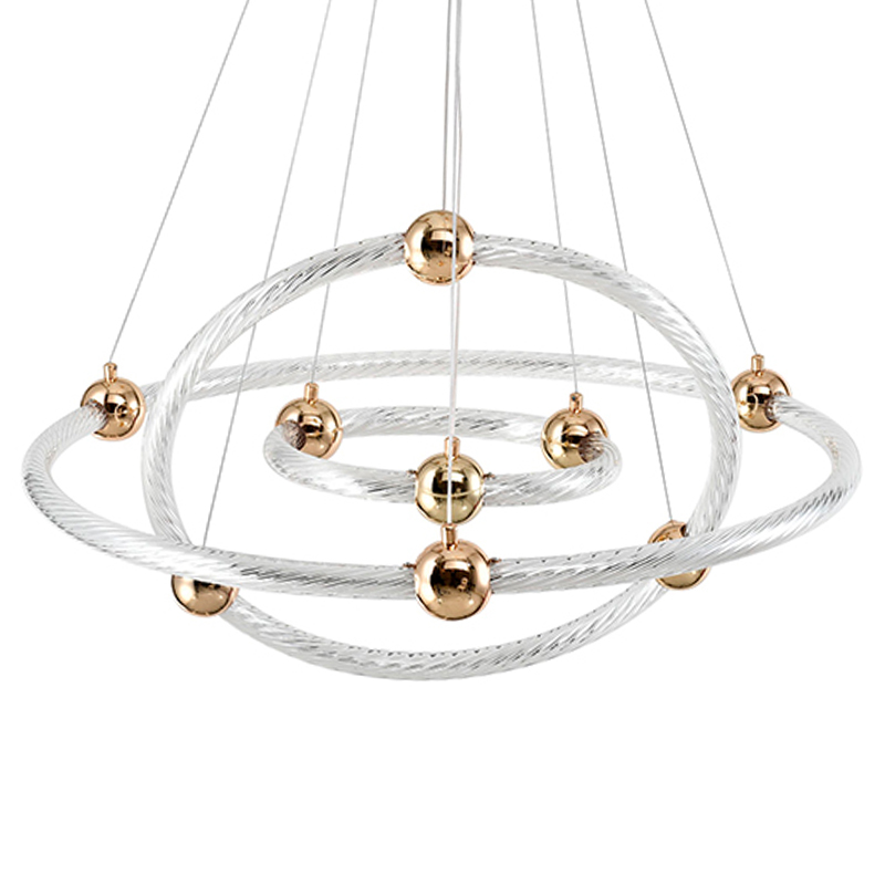 Люстра подвесная светодиодная в виде 3-х колец Lighting Rings Gold Золотой Белый Люстра подвесная светодиодная в виде 3-х колец Lighting Rings Gold Золотой Белый в Тюмени | Loft Concept