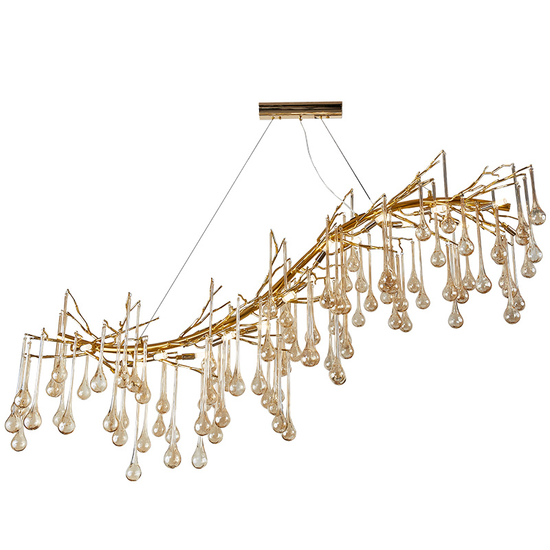 Люстра Droplet Branch Chandelier Глянцевое золото Янтарь (Amber) в Тюмени | Loft Concept 