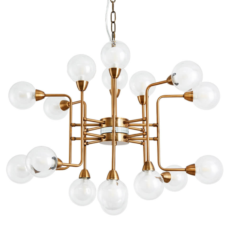 Люстра Bistro Globe Milk Chandelier 16 Прозрачный белый Латунь Люстра Bistro Globe Milk Chandelier 16 Прозрачный белый Латунь в Тюмени | Loft Concept