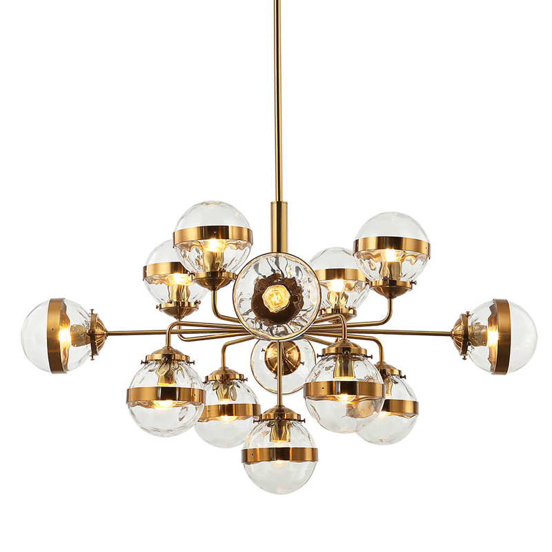 Люстра Greyson Chandelier 13 lamp Глянцевое золото Прозрачный в Тюмени | Loft Concept 