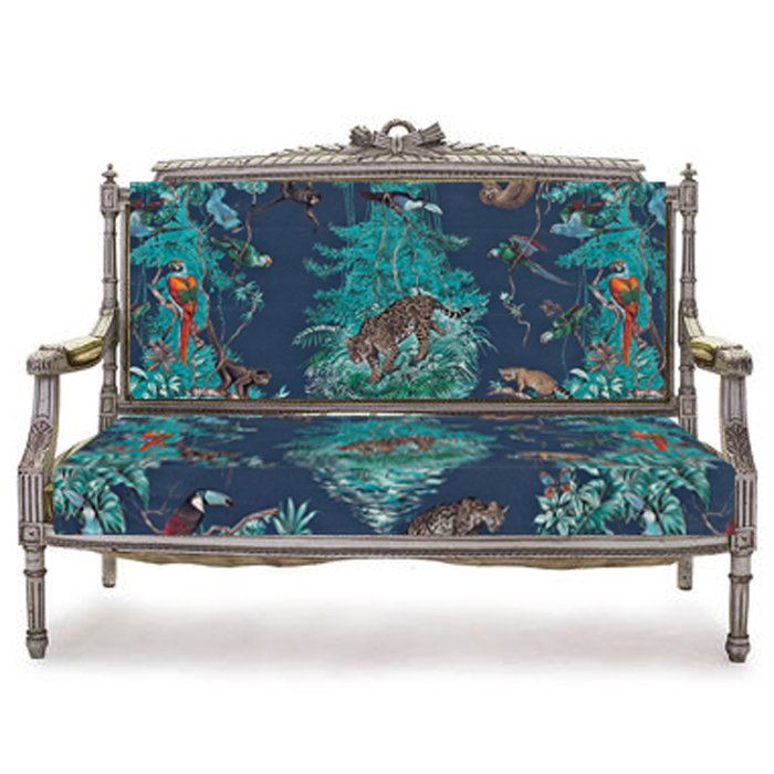 Антикварный Диван Canape в обивке Hermes Equateur imprime Синий Антикварный Диван Canape в обивке Hermes Equateur imprime Синий в Тюмени | Loft Concept