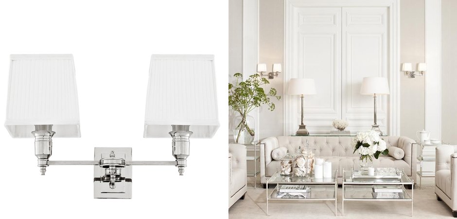Бра Wall Lamp Lexington Double Nickel+White Бра Wall Lamp Lexington Double Nickel+White - Loft-Concept в Тюмени