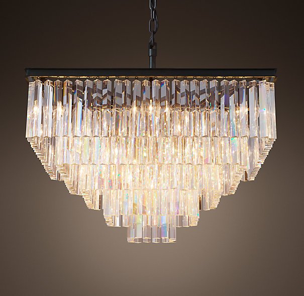 Люстра RH 1920s Odeon Clear Glass Fringe Chandelier - 5 square Черный Люстра RH 1920s Odeon Clear Glass Fringe Chandelier - 5 square Черный в Тюмени | Loft Concept
