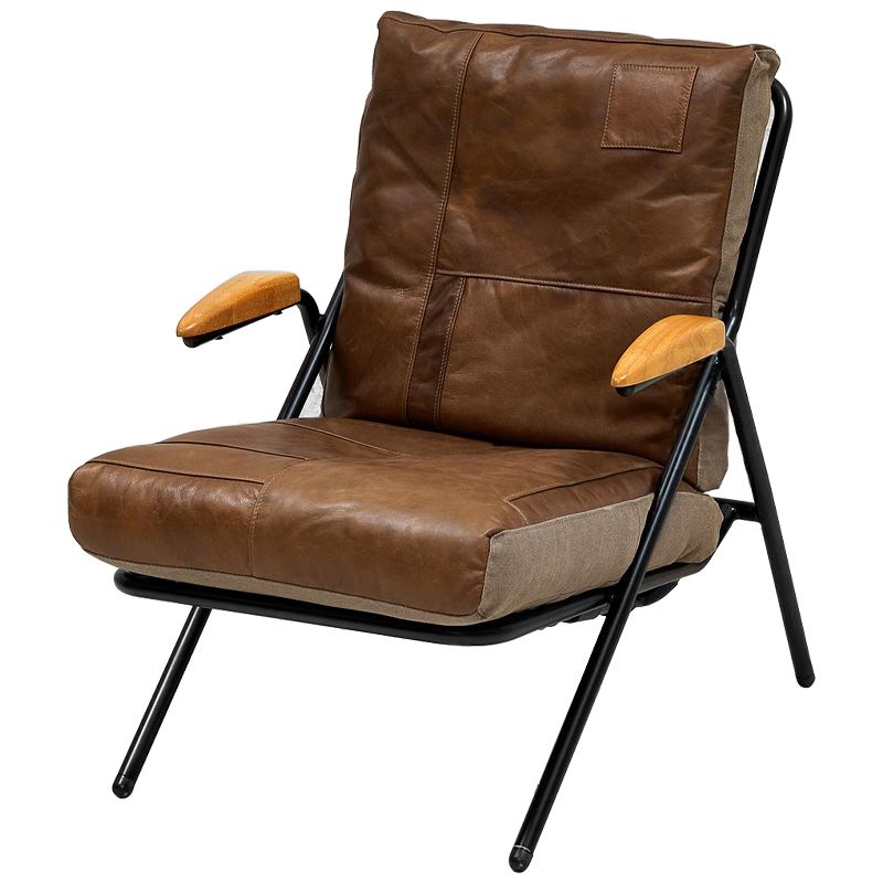Дизайнерское кожаное кресло в стиле Лофт Bronwyn Leather Armchair Коричневый Черный Древесина Дизайнерское кожаное кресло в стиле Лофт Bronwyn Leather Armchair Коричневый Черный Древесина в Тюмени | Loft Concept