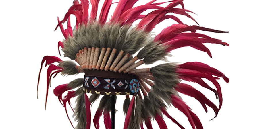 War bonnet Индейский венец из перьев красный War bonnet Индейский венец из перьев красный - Loft-Concept в Тюмени